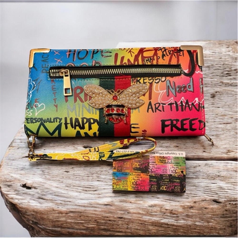 Alba Queen Bee Graffiti Wristlet